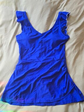 NWOT Royal Blue Ruffle Strap Swim Dress